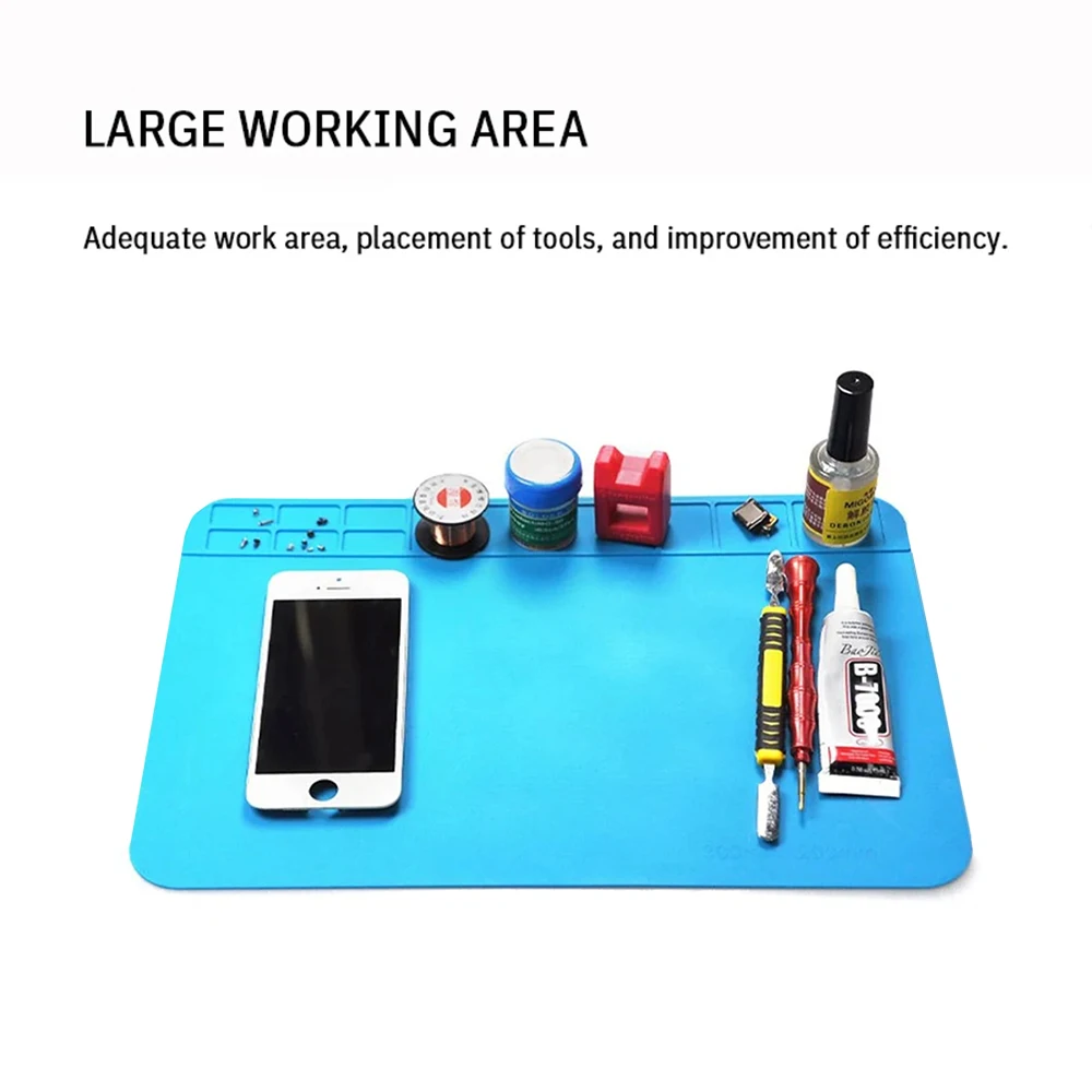 USA Warehouse Heat Resistant Silicone Soldering Mat Anti-static Insulation Work Pad For Phone Laptop Electronic Repair Maintenance Platform