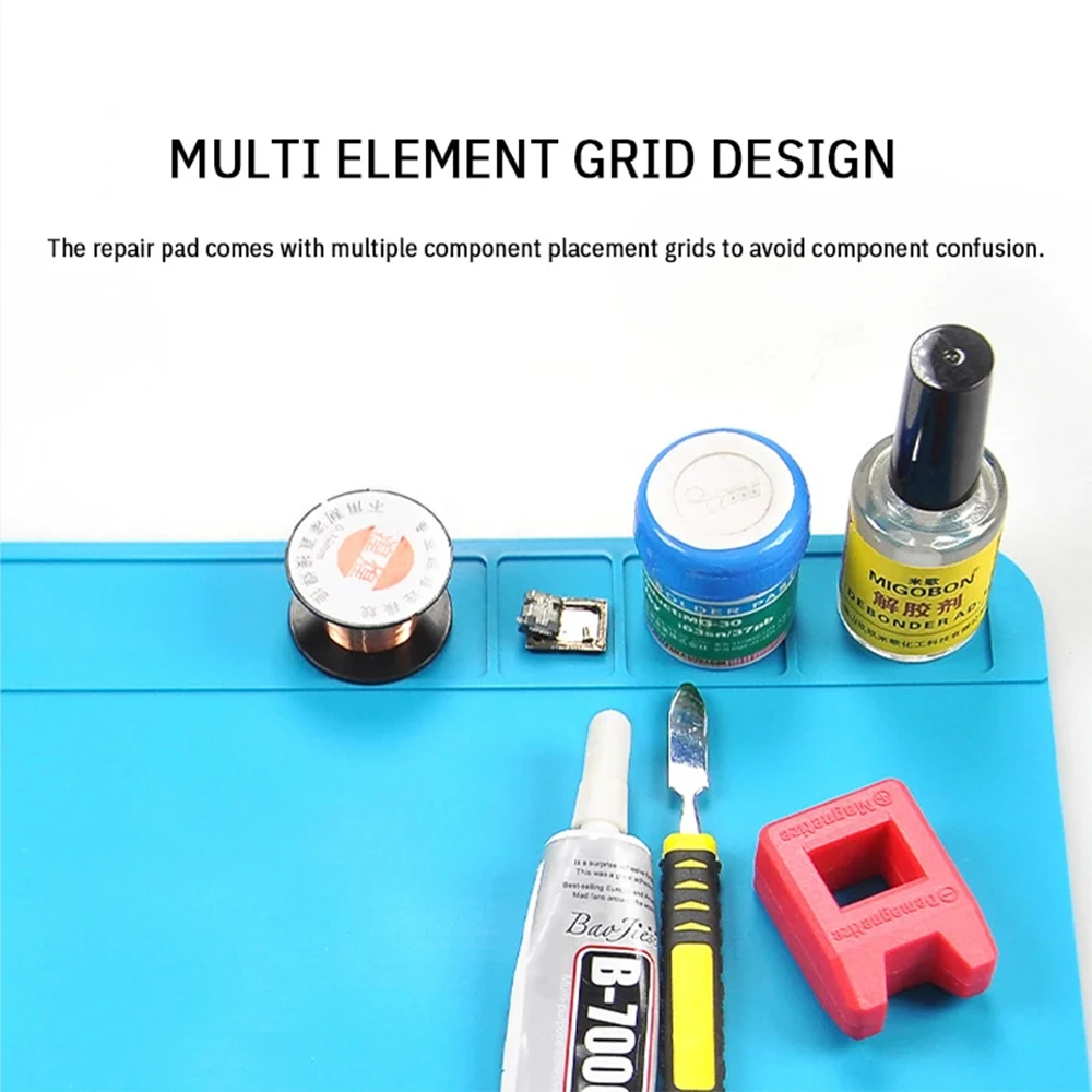 USA Warehouse Heat Resistant Silicone Soldering Mat Anti-static Insulation Work Pad For Phone Laptop Electronic Repair Maintenance Platform