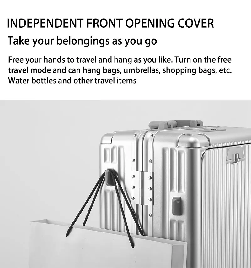 BunyFly Aluminum Frame Boarding Laptop Trolley Case 20 Inch Front Opening Suitcase Cabin Luggage Bag