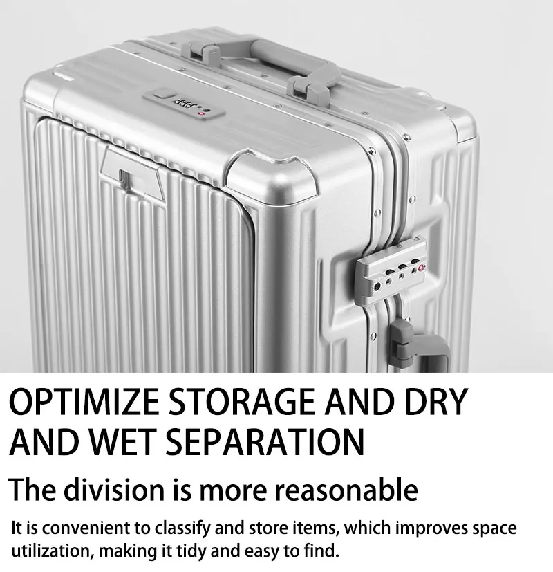 BunyFly Aluminum Frame Boarding Laptop Trolley Case 20 Inch Front Opening Suitcase Cabin Luggage Bag