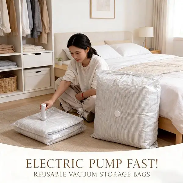 【2026 Upgraded】X7 Cordless Travel Vacuum Storage Compression Bag Set with Rechargeable air Pump 9/15 Pack Waterproof & Reusable Compression Packing Bags for 2 Size,140L/Min Powerful Air Removal,Perfect for Carry-On Suitcases,