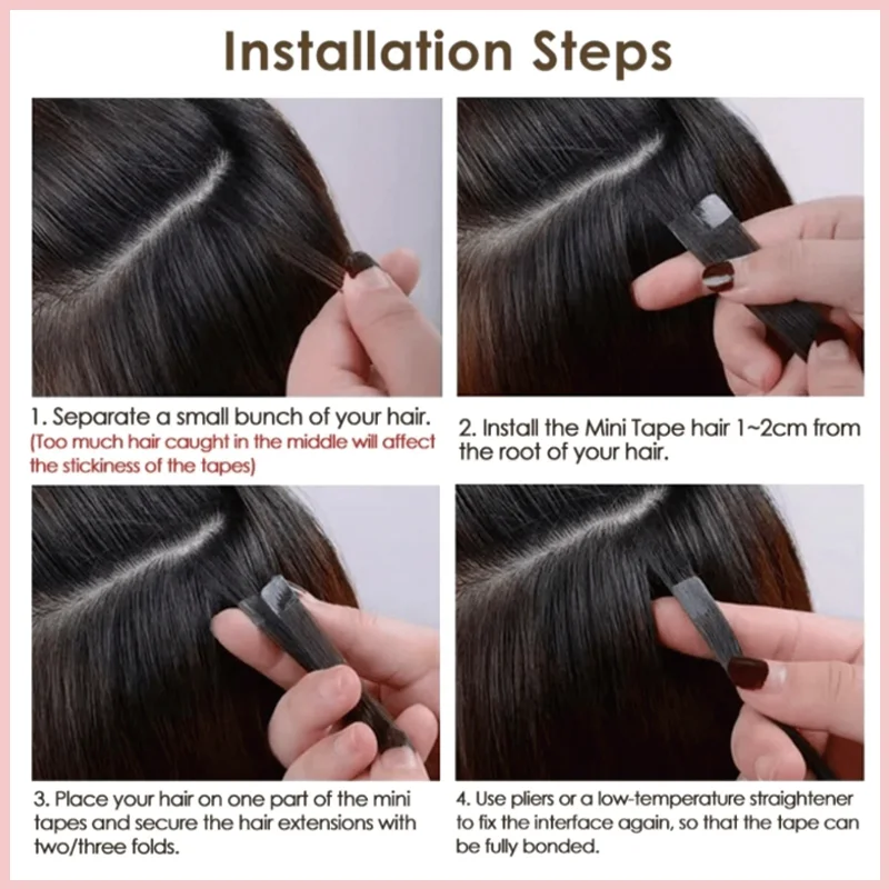 Seamless Invisible Mini Tape In Human Hair Extensions Double Sided Natural Straight Hair 12Inch To 20Inch 10Pcs Set Black Brown Blonde Side Hair Pieces