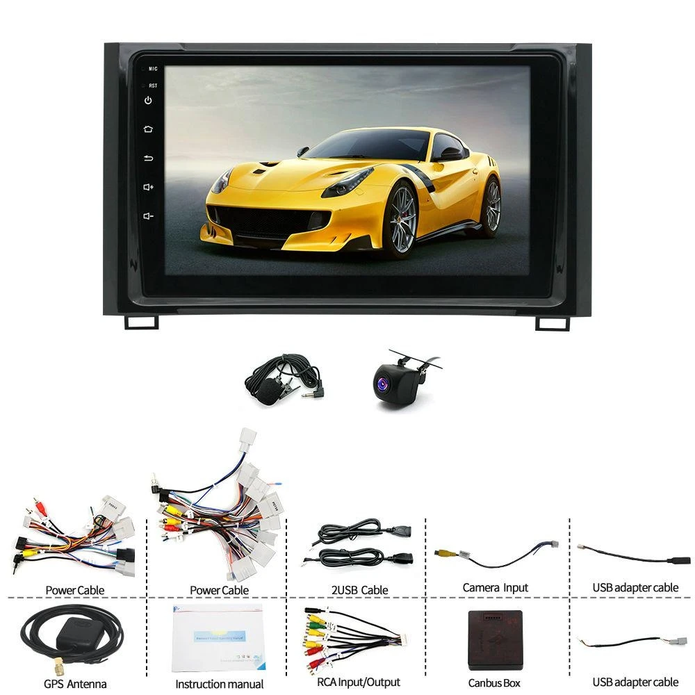 Car Stereo Radio 9in Touch Screen Android 15 GPS Navigation Head Unit with Carplay Android Auto SWC Car Player for Toyota Tundra 2014-2021 WiFi Bluetooth 2+64G Quad Core
