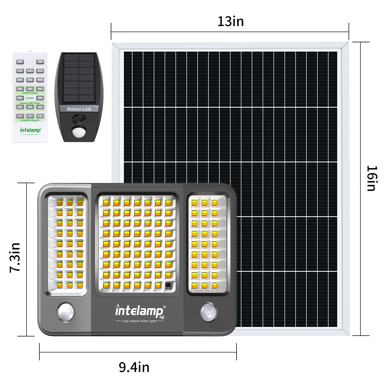 Intelamp Top Brand Long Battery Life 20000mAh Outdoor Solar Flood Lights 3 Colors With Super Large Solar Panel 3 Motion Sensors 4 Modes Solar Security Light For Yard Garage Driveway Backyard Farm