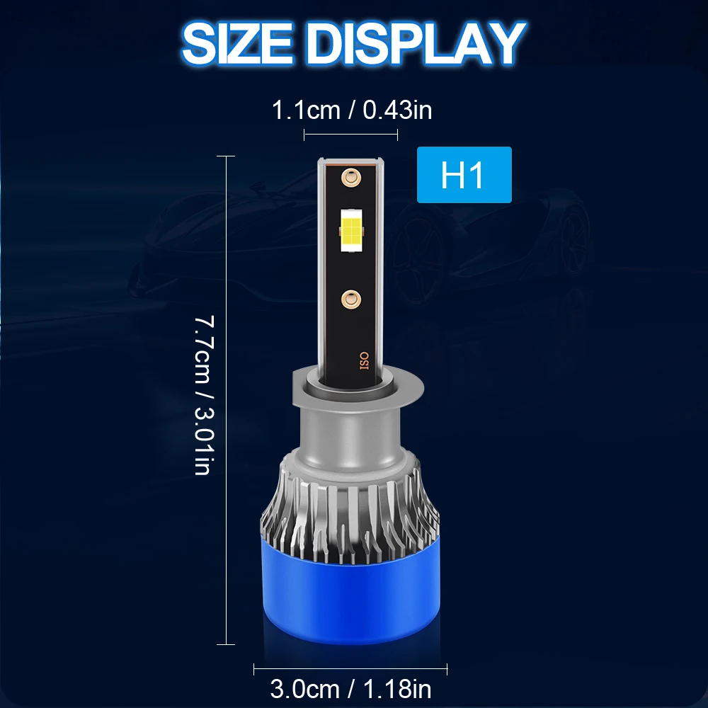 Roadsun Car LED Headlight Bulbs 120W 22000LM CANBUS Super Bright H1 High/Low Beam LED Car Headlamps 6000K DC12V 3570 CSP Chips Auto Light Bulbs Universal Fit For Car Motors
