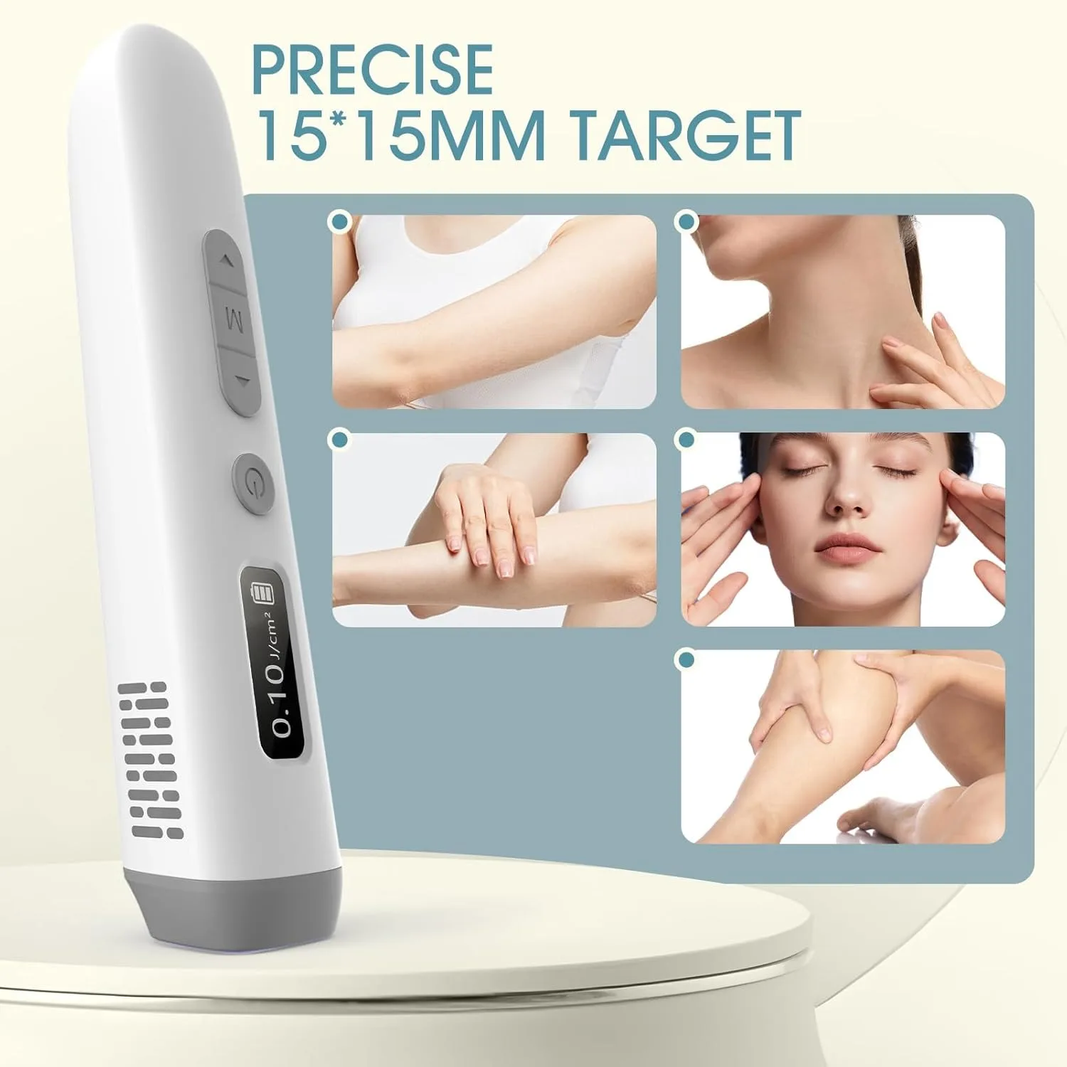 308nm UVB Light Therapy Device Handheld Narrowband Phototherapy Lamp with Adjustable Dose Digital Display 15x15mm Targeted Care Area Rechargeable Portable Home Use for Hands Arms Legs Neck Body Skin Care Includes Protective Glasses
