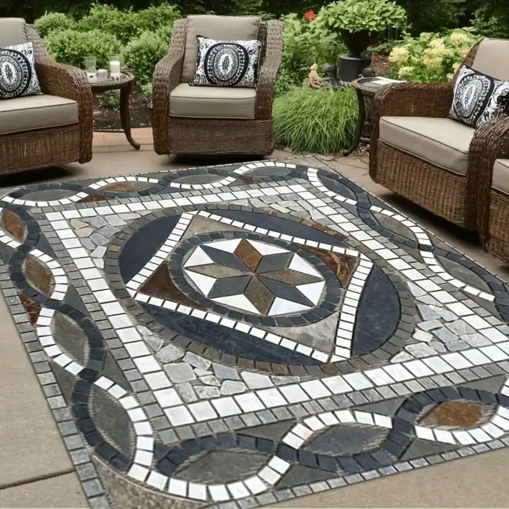 Crystal Velvet Area Rug Non Slip Heavy Duty Vintage Bohemian Marble Print Plush Thick Decor Carpet Indoor Outdoor Use for Xmas Halloween Patio Garden RV Beach Backyard Home Decor