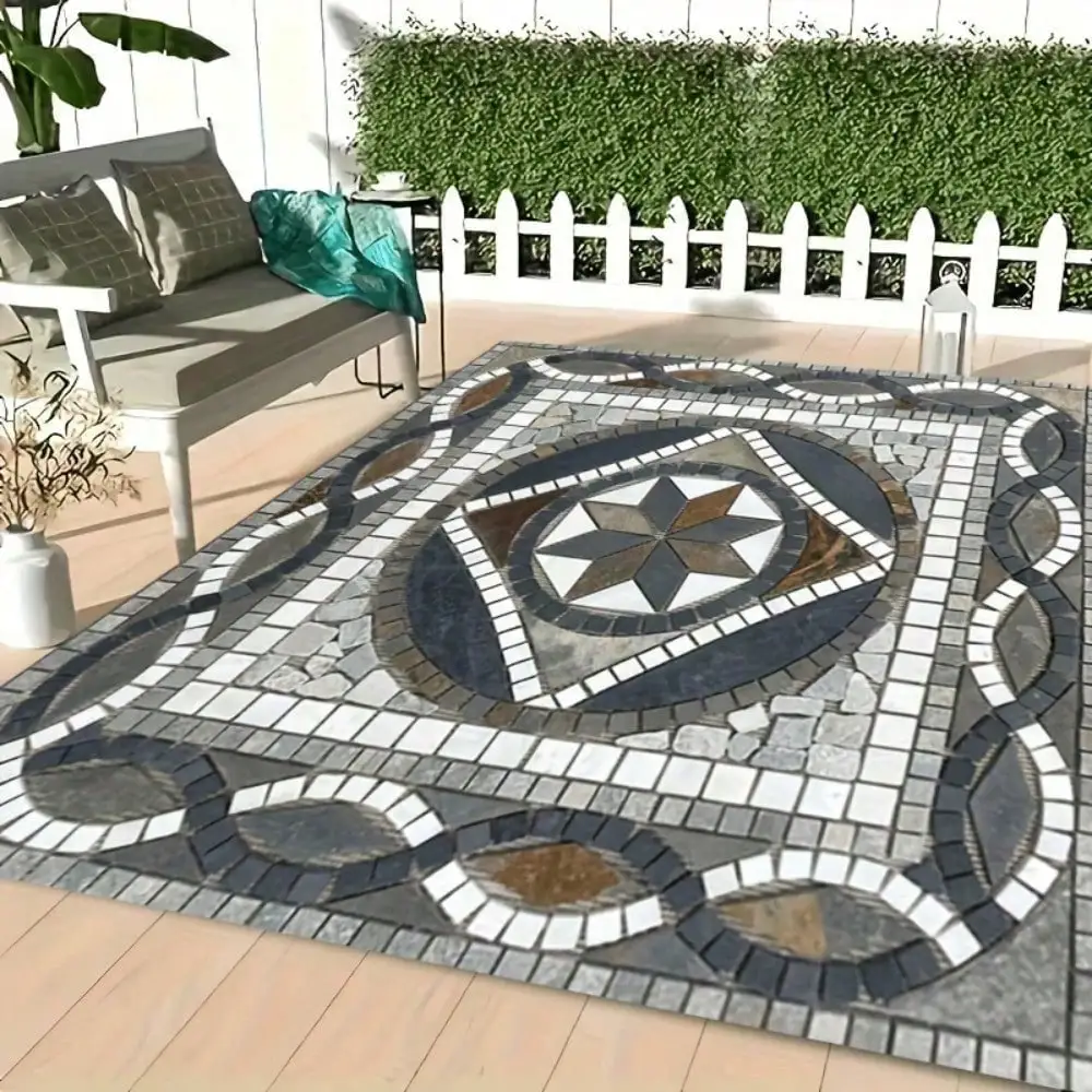 Crystal Velvet Area Rug Non Slip Heavy Duty Vintage Bohemian Marble Print Plush Thick Decor Carpet Indoor Outdoor Use for Xmas Halloween Patio Garden RV Beach Backyard Home Decor