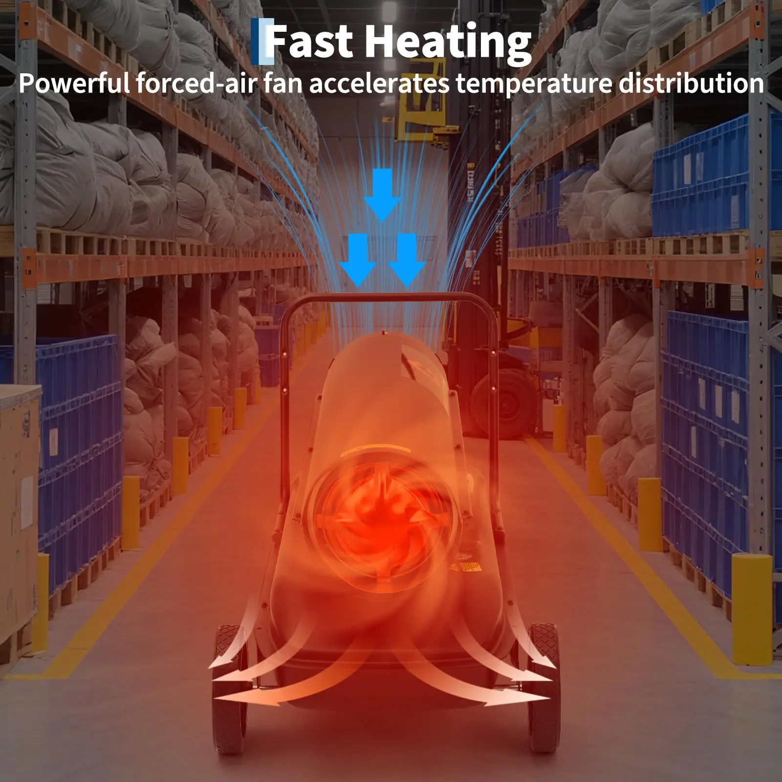 175000 BTU Diesel Forced Air Heater With Thermostat, 13.5 Gal Portable Fan Heater For Warehouse Garage Barn Construction