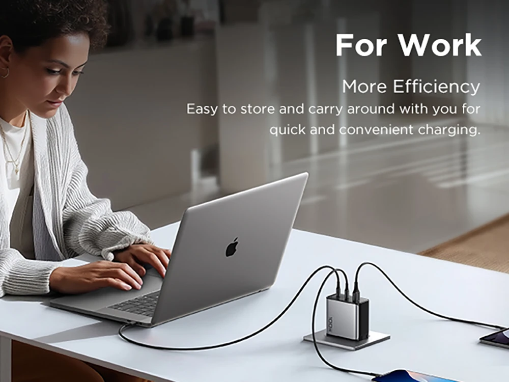 PISEN 100W GaN Charger 3-Port With 1.8m USB C to C Cable PD3.0 Quick Charger For Notebook Laptops MacBook IPhone Samsung Xiaomi