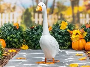 Evergreen 21" H Giddy the Goose Statue, Metal Porch Goose Indoor or Outdoor Decorative Figurine for Garden, Patio, Entryway Accent Yard Decor Animal Statue
