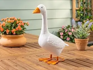 Evergreen 21" H Giddy the Goose Statue, Metal Porch Goose Indoor or Outdoor Decorative Figurine for Garden, Patio, Entryway Accent Yard Decor Animal Statue