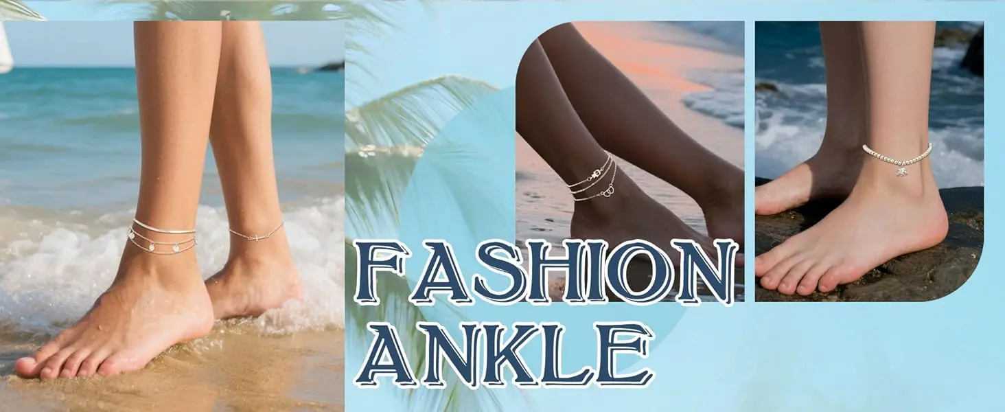 20Pcs Ankle Bracelets for Women Waterproof Summer Beach Anklets Boho Cute Charm Anklets Layered Stackable Womens Anklet Bracelets Set Non Tarnish Foot Jewelr