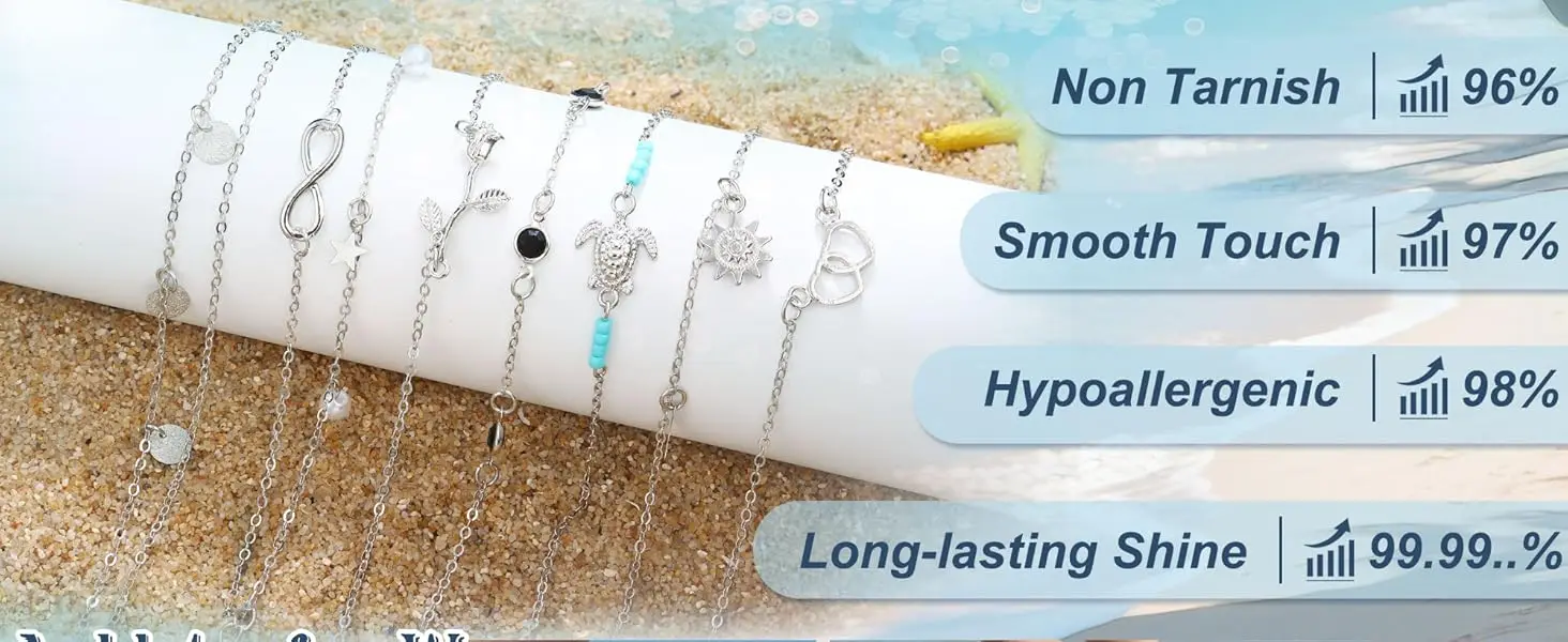 20Pcs Ankle Bracelets for Women Waterproof Summer Beach Anklets Boho Cute Charm Anklets Layered Stackable Womens Anklet Bracelets Set Non Tarnish Foot Jewelr