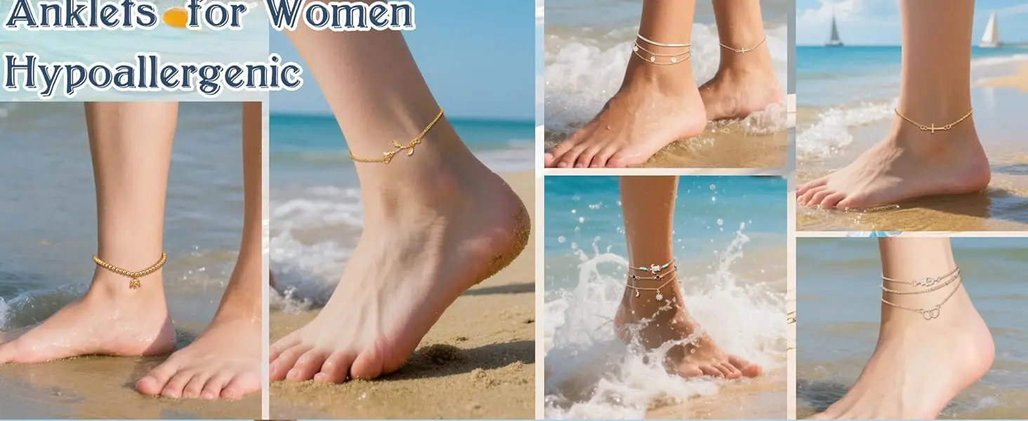20Pcs Ankle Bracelets for Women Waterproof Summer Beach Anklets Boho Cute Charm Anklets Layered Stackable Womens Anklet Bracelets Set Non Tarnish Foot Jewelr
