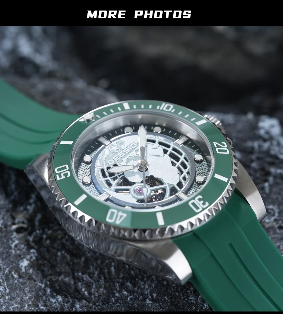 Deesio Upgraded Men's Casual Fashion Automatic Self-Winding Mechanical Wristwatch Luminous Business Classic Dress Watch Personalized High-mineral Glass Silicone Band 100M Water Resistant Luxury Elegant Analog Round Dial Gift for Him Men's