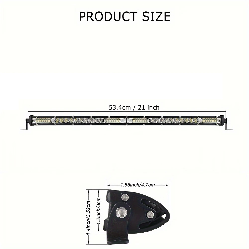 22-inch Single Row Off-Road Vehicle Light - LED Ultra-Thin Single Row Driving Light with Mixed Beams for Trucks, Cars, Engine Bays, Boats, ATVs, UTVs, SUVs 12V 24V