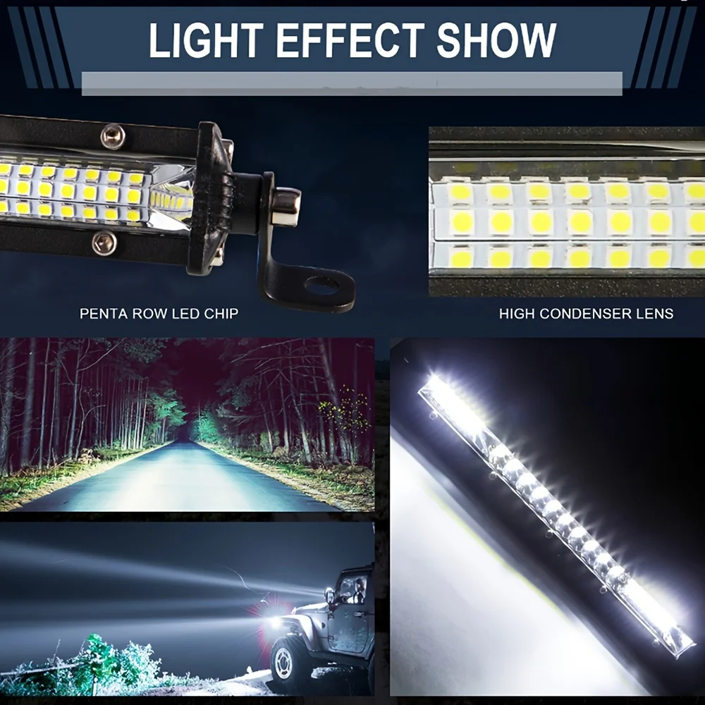 22-inch Single Row Off-Road Vehicle Light - LED Ultra-Thin Single Row Driving Light with Mixed Beams for Trucks, Cars, Engine Bays, Boats, ATVs, UTVs, SUVs 12V 24V