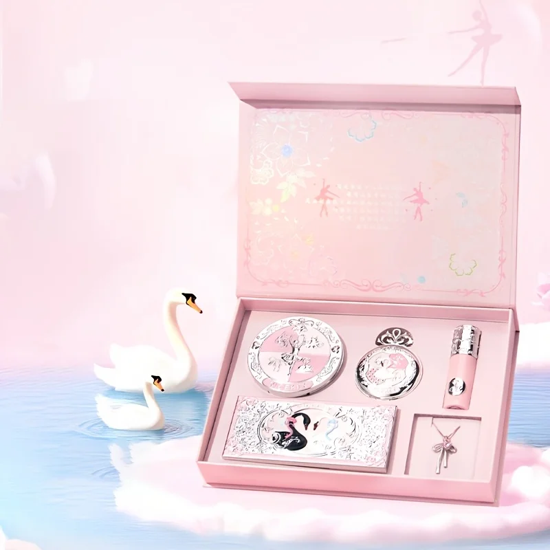 Swan Ballet Makeup Gift Box, Beginner Full Makeup Kit for Students, Complete Eyeshadow & Lipstick Set Affordable, Birthday Gift for Girls, Girlfriend & Bestie, Elegant Present for Party Events