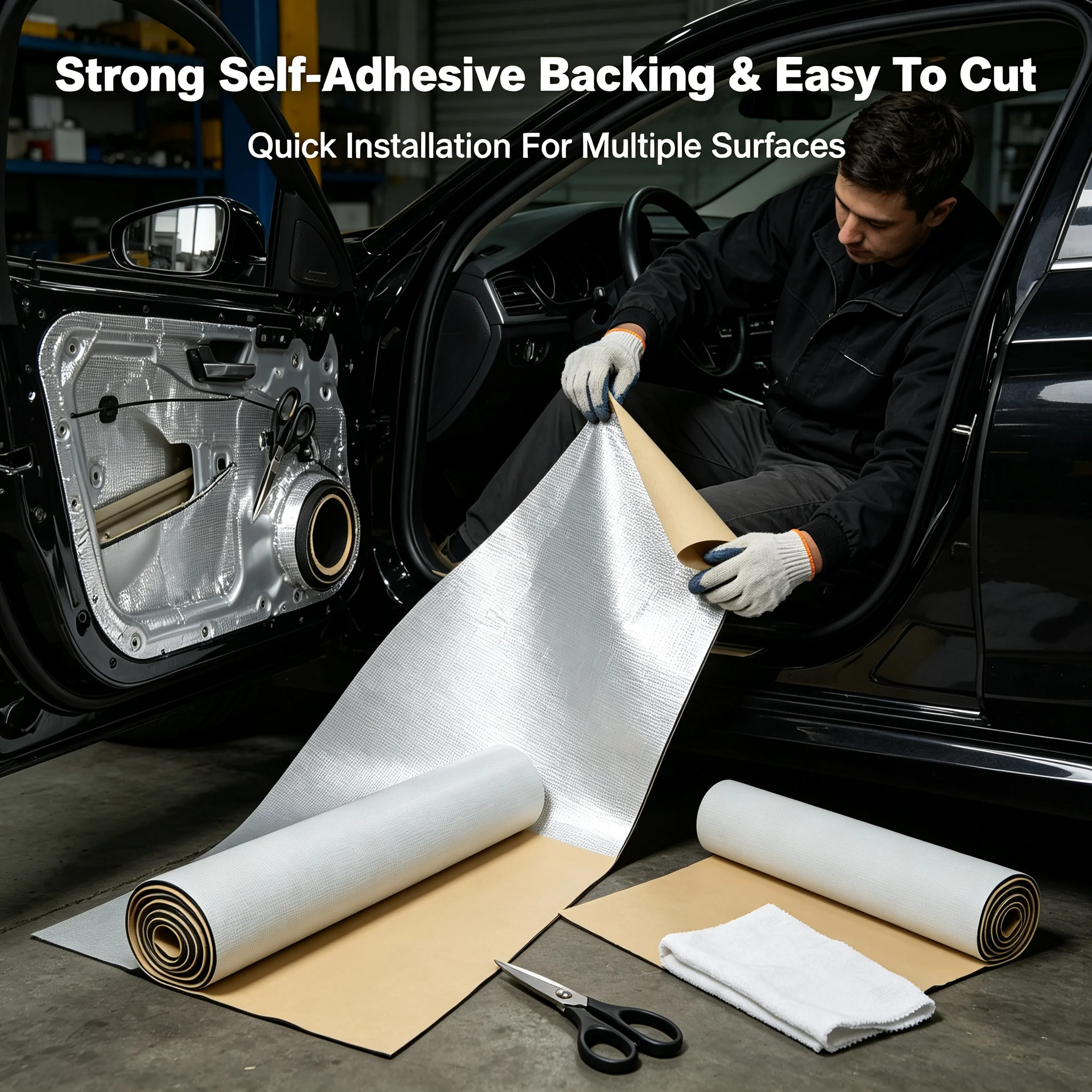 Car Sound Deadening Mat 8x3.2ft Noise Heat Insulation Pad, 10mm Thick Soundproofing Material with Self-Adhesive Backing for Car Roof Floor Door, Silver