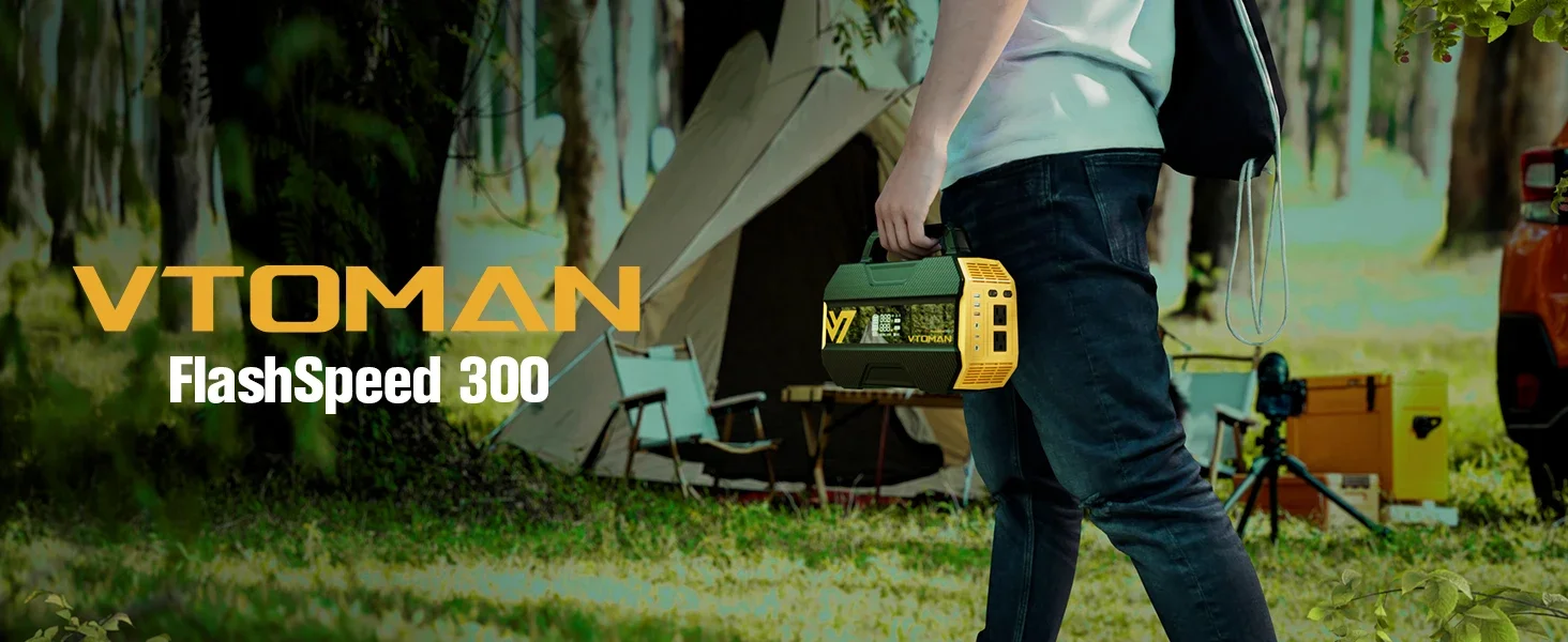 VTOMAN FlashSpeed 300 Portable Power Station 230Wh 70000mAh LiFePO4 Pure Sine Wave Solar Generator for Outdoor Camping Travel Camper Van Life Home Power Outage
