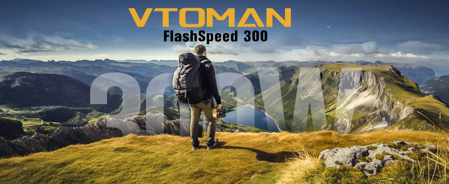 VTOMAN FlashSpeed 300 Portable Power Station 230Wh 70000mAh LiFePO4 Pure Sine Wave Solar Generator for Outdoor Camping Travel Camper Van Life Home Power Outage