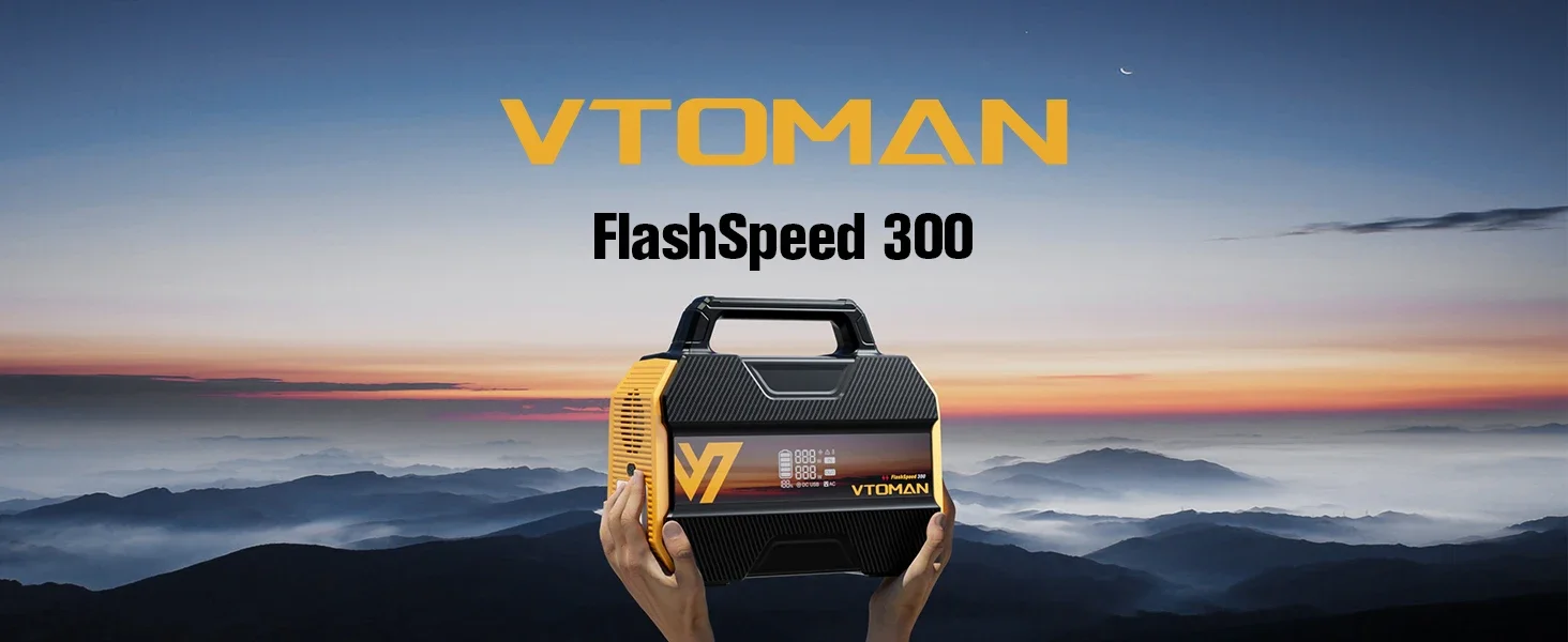 VTOMAN FlashSpeed 300 Portable Power Station 230Wh 70000mAh LiFePO4 Pure Sine Wave Solar Generator for Outdoor Camping Travel Camper Van Life Home Power Outage