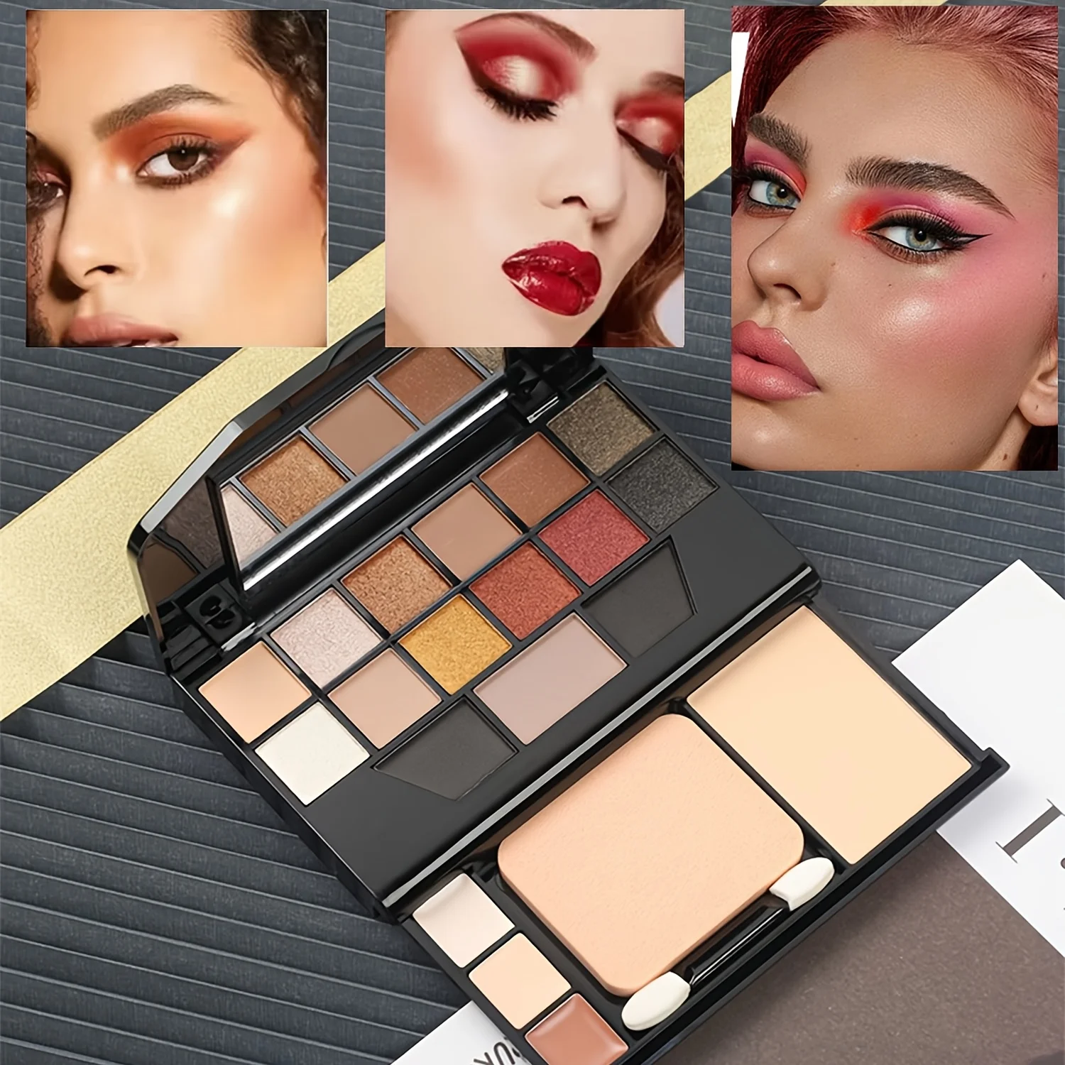 19 Shades All-in-One Makeup Palette, 12 Eyeshadow Shades Multi-Functional Makeup Case, Classic Smoky Tone 9918, High Pigment & Blendable, One Palette for Full Face Makeup