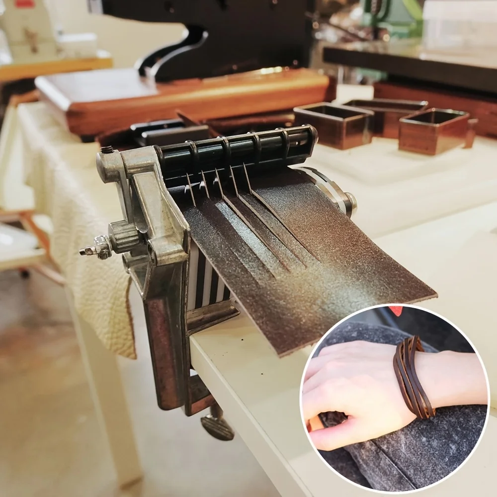 The Hobbyworker Faux Leather Lace Stripper - Precision Table Top Cutter for Fringe, Braiding, and Belt Making - Durable Metal Faux Leather Craft Tool with Adjustable Blade and Safety Features, Precision Cutting|Professional Look|Durable Metal Build