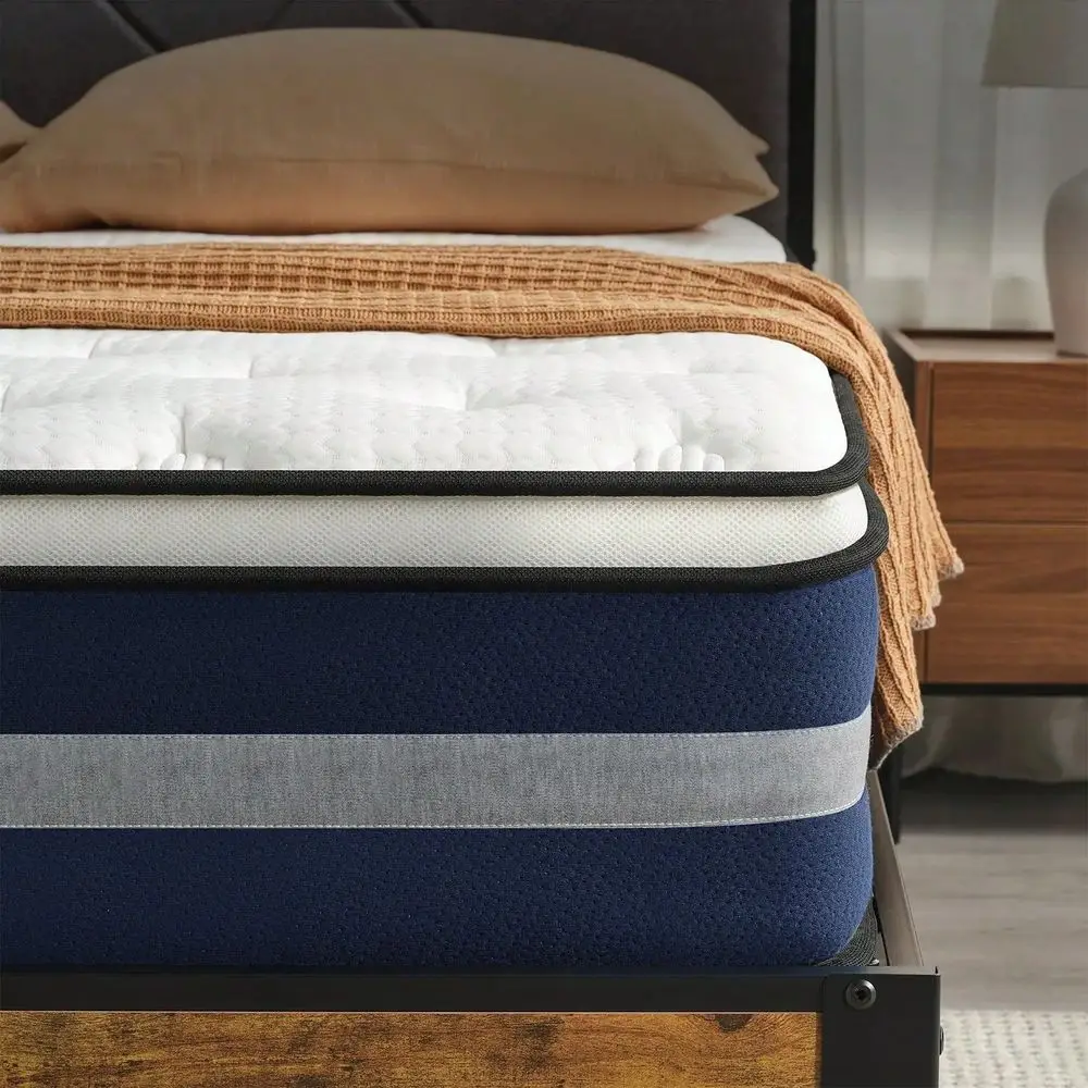 10 12 Inch Hybrid Mattress, Durable Pocket Spring Gel Foam Bed In A Box, Easy Setup Pressure Relief Mattress, Twin Full Size Su