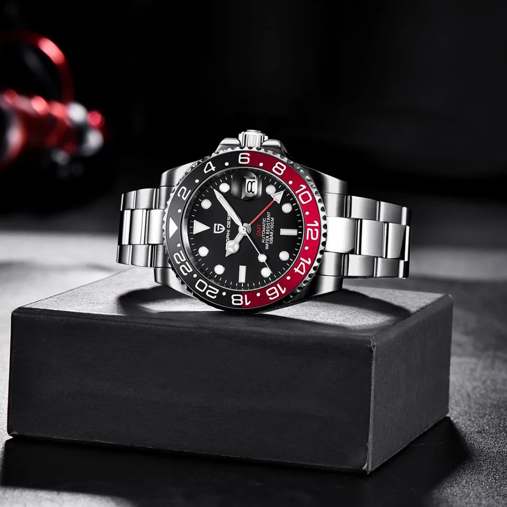 PAGANI DESIGN New Batman 40MM GMT Men Watch Mechanical Watch Luxury Automatic Watch Men Jubilee Watch Strap Sapphire Waterproof Wrist Watches for Men Gift