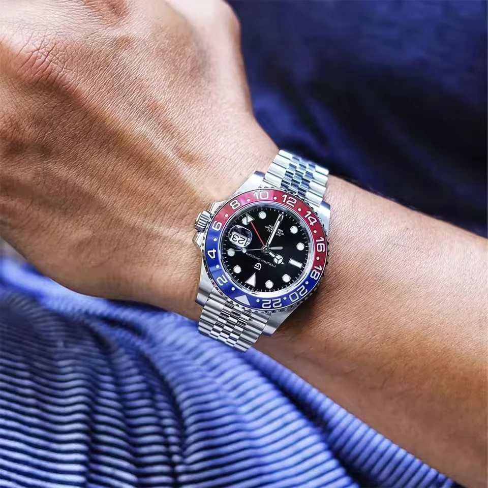 PAGANI DESIGN New Batman 40MM GMT Men Watch Mechanical Watch Luxury Automatic Watch Men Jubilee Watch Strap Sapphire Waterproof Wrist Watches for Men Gift