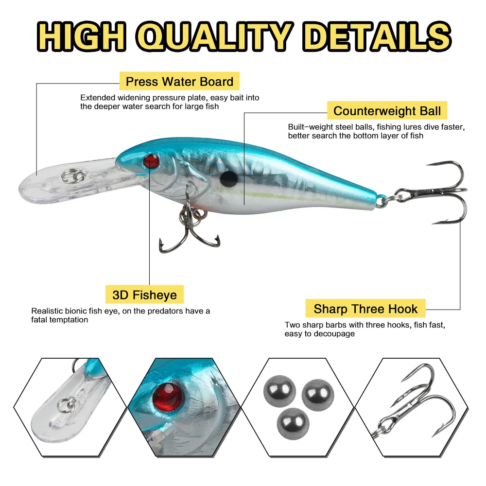 10pcs Topwater Minnow Fishing Lures Artificial Bait Set Swimbait 10cm 10g