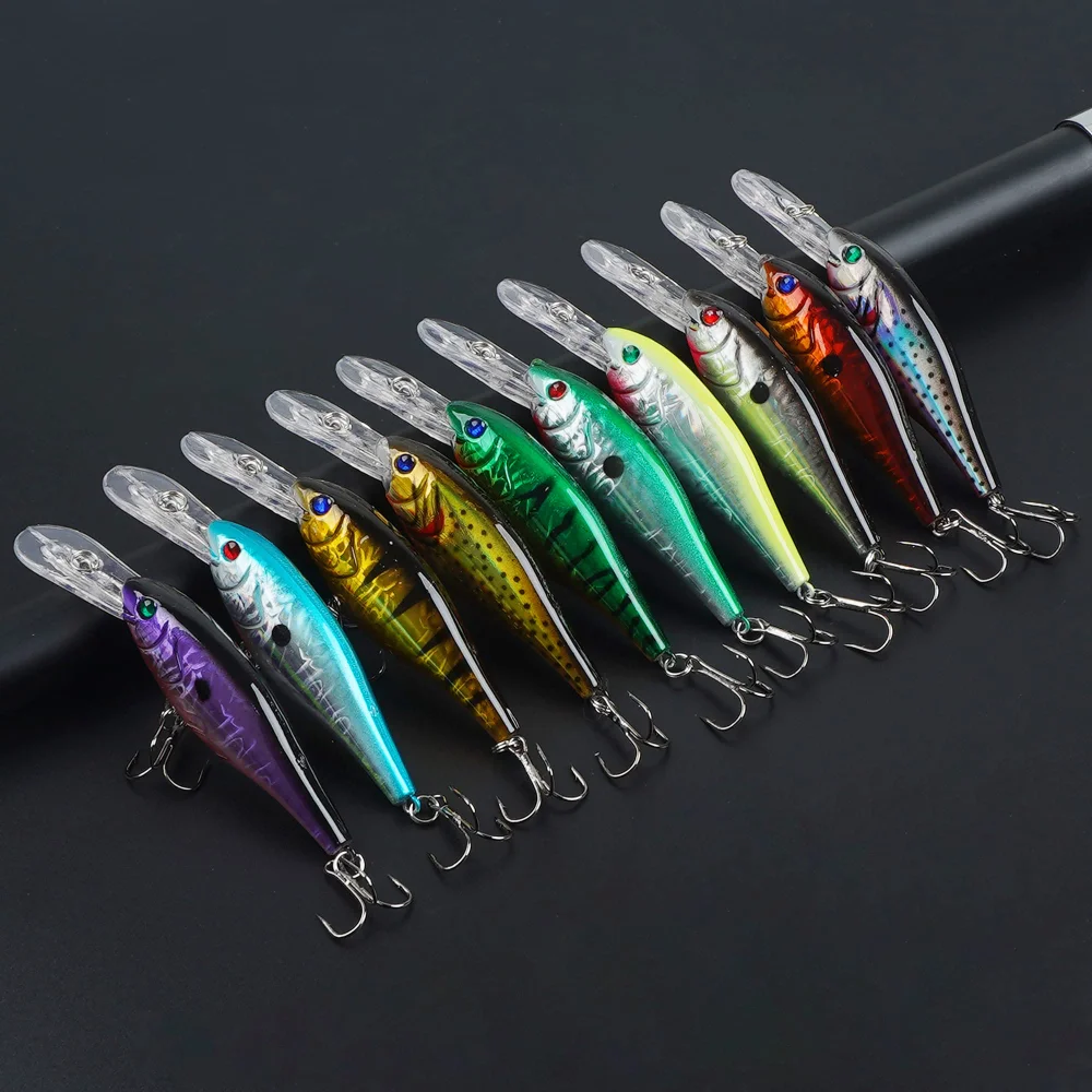 10pcs Topwater Minnow Fishing Lures Artificial Bait Set Swimbait 10cm 10g