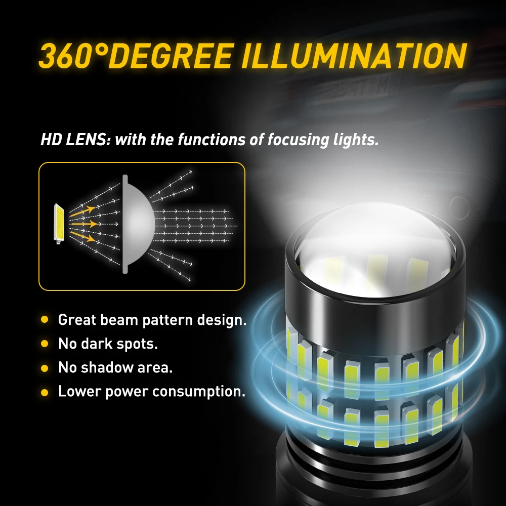 AUXITO 2Pcs T20 7443 W21/5W LED Spotlight Bulbs Canbus NO Error 6000K White W21W 7440 DRL Position Reverse Car Lights 4014SMD Super Bright 12V