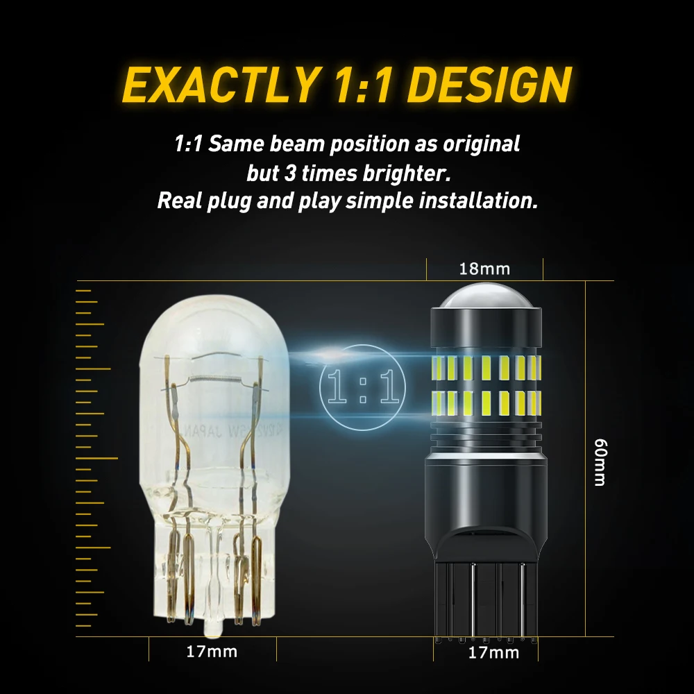 AUXITO 2Pcs T20 7443 W21/5W LED Spotlight Bulbs Canbus NO Error 6000K White W21W 7440 DRL Position Reverse Car Lights 4014SMD Super Bright 12V