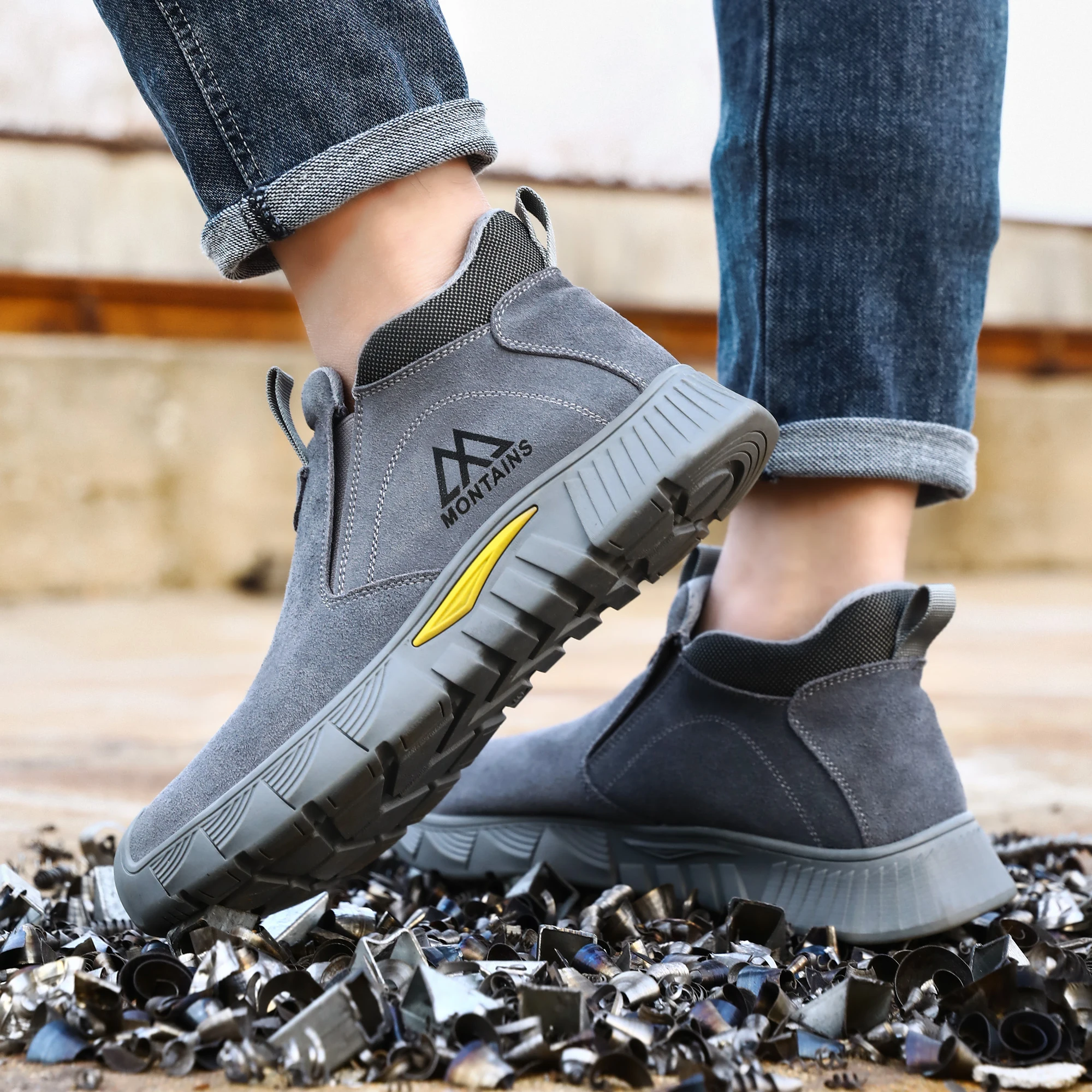 Men Steel Toe Work Shoes Impact Resistant Steel Toe Cap Lightweight Comfortable Industrial Safety Sneakers Wear Resistant Durable Construction Footwear Full Sizes Available for Women Men Ideal for Labor Day Father’s Day Gifting