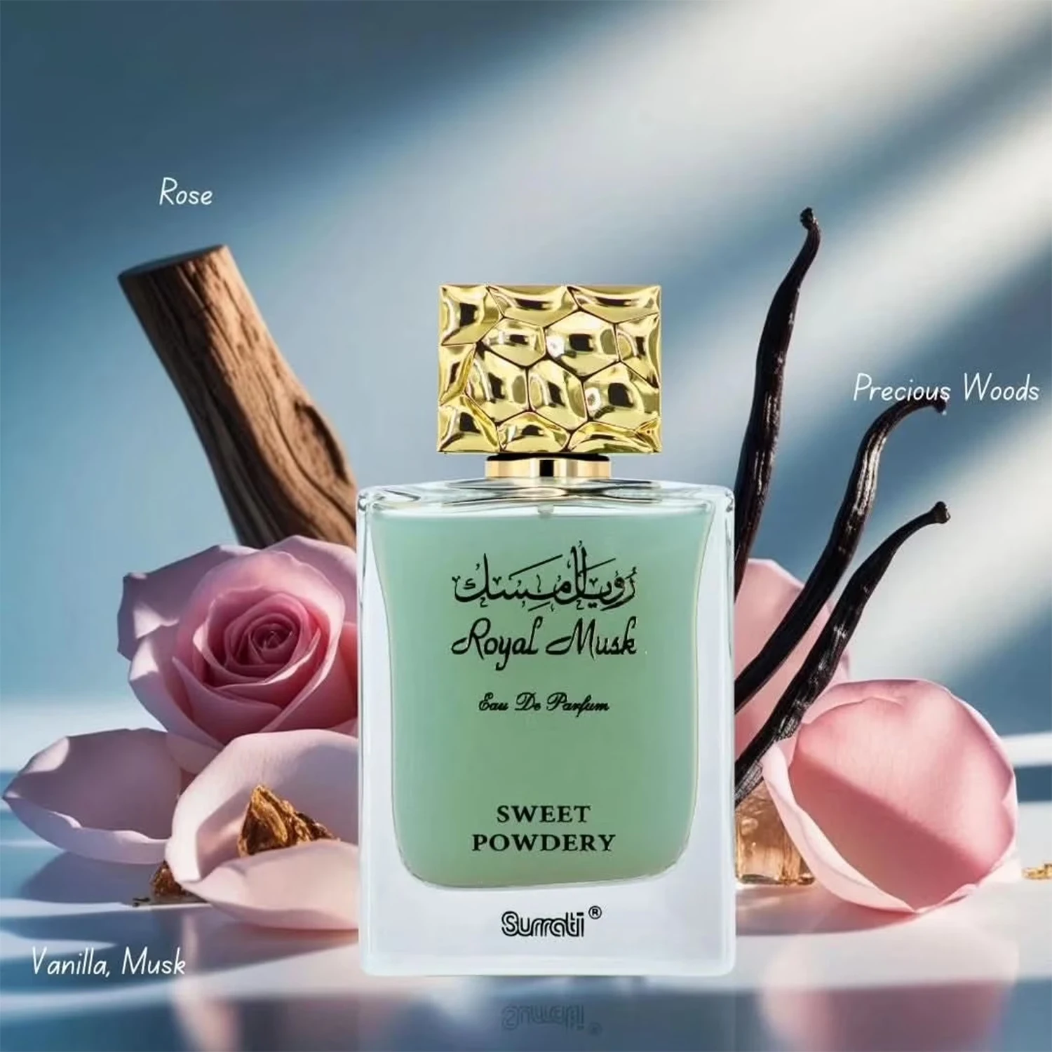 SURRATI Royal Musk Sweet Powdery Eau de Parfum Spray for Women – Soft Powdery Vanilla, Woody & Musky Scent, Long-Lasting Premium Arabian Fragrance, Perfect Gift, 3.4 fl oz / 100 ml