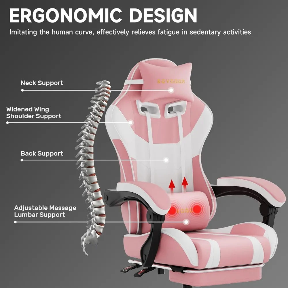 3-in-1 Ergonomic Chair: Versatile for Work, Study, and Gaming with Adjustable Backrest and Footrest