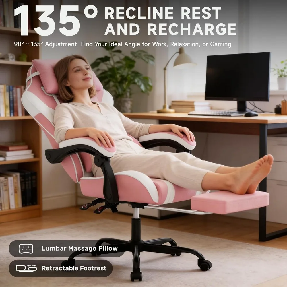 3-in-1 Ergonomic Chair: Versatile for Work, Study, and Gaming with Adjustable Backrest and Footrest