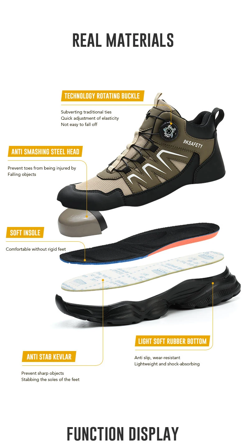 All Seasons Steel Toe Work Footwear for Men Women Impact Resistant Steel Toe Cap Sneakers Boots Lightweight Comfortable Industrial Safety Shoes Wear Resistant Durable for Construction Labor Daily Use Full Sizes Perfect Labor Day Father’s Day Gift