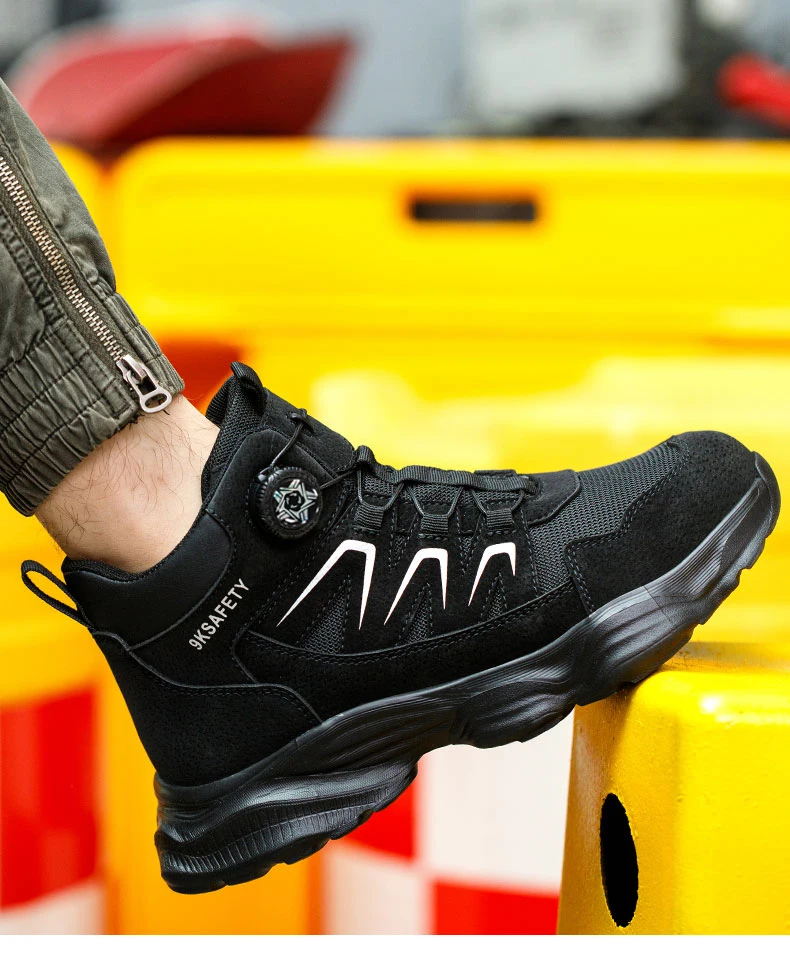 All Seasons Steel Toe Work Footwear for Men Women Impact Resistant Steel Toe Cap Sneakers Boots Lightweight Comfortable Industrial Safety Shoes Wear Resistant Durable for Construction Labor Daily Use Full Sizes Perfect Labor Day Father’s Day Gift