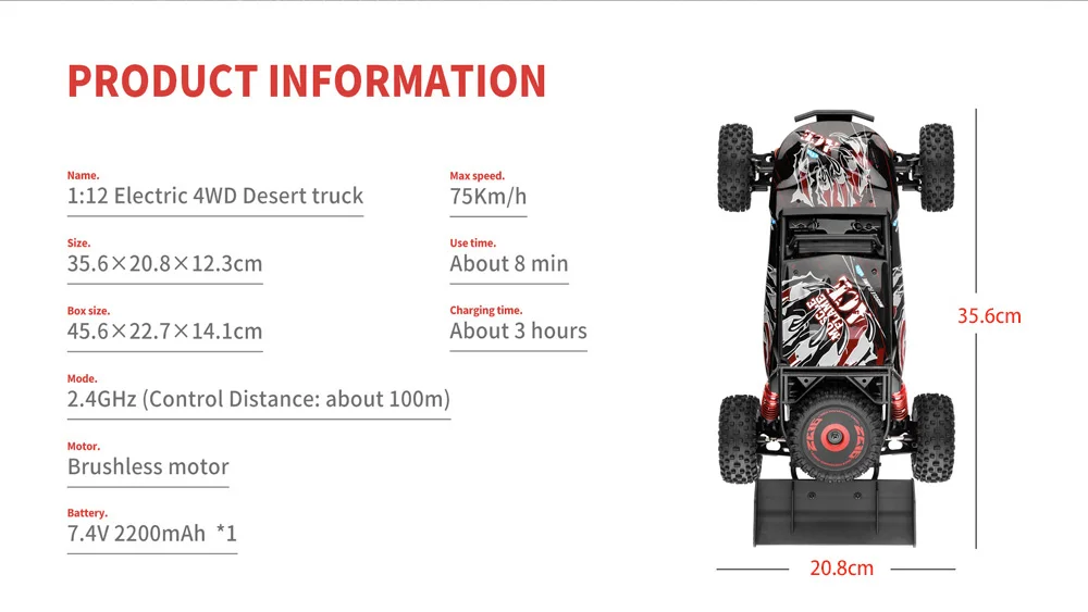 WLtoys 124016 Brushless RC Car 75km/h High Speed Remote Control Crawler 2.4G 4WD Off-Road Drift Climbing Racing Vehicle Model Toys