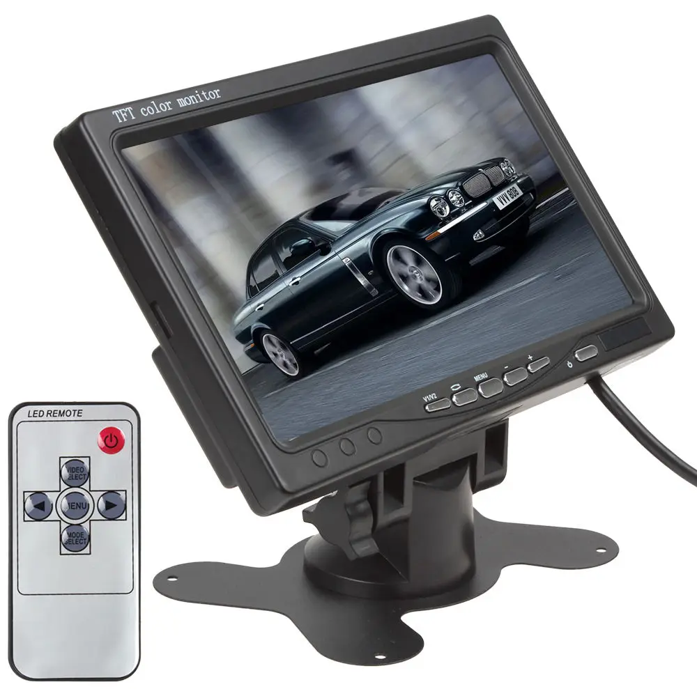 iPoster 7 Inch LCD Screen Car Monitor 12v 24v With Remote Control 4PIN Rear View Reversing Backup Camera 120 Degree View Angle 18 IR LEDs Night Visioin IP68 Waterproof For Truck Rv Caravan Trailer Camper Motorhome