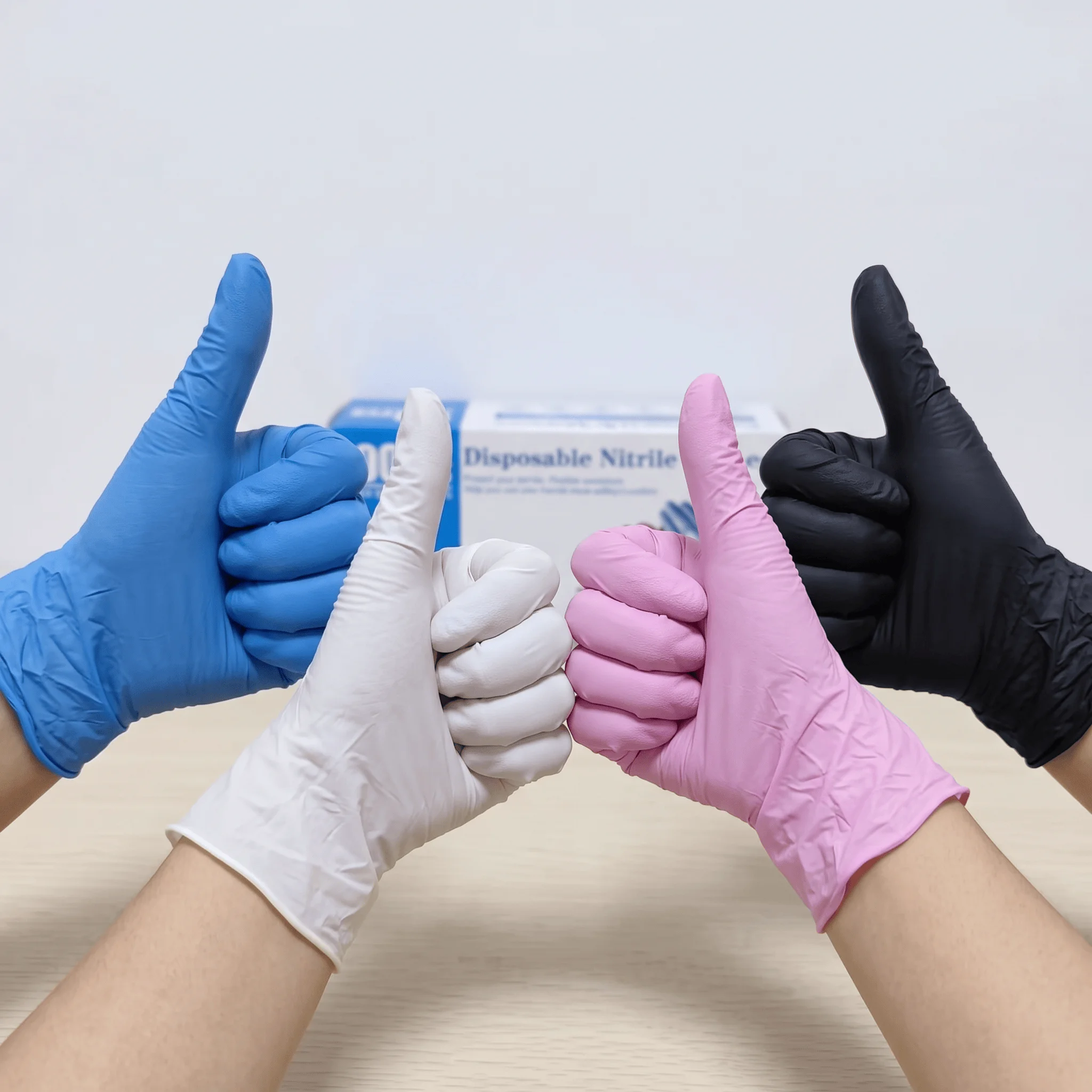 Disposable Nitrile Blend Gloves 20/100pcs, Powder‑Free Latex‑Free Textured Grip Protective Gloves, Multi‑Purpose Work Gloves Blue Black Pink White for Kitchen Cleaning Tattoo Household Industrial