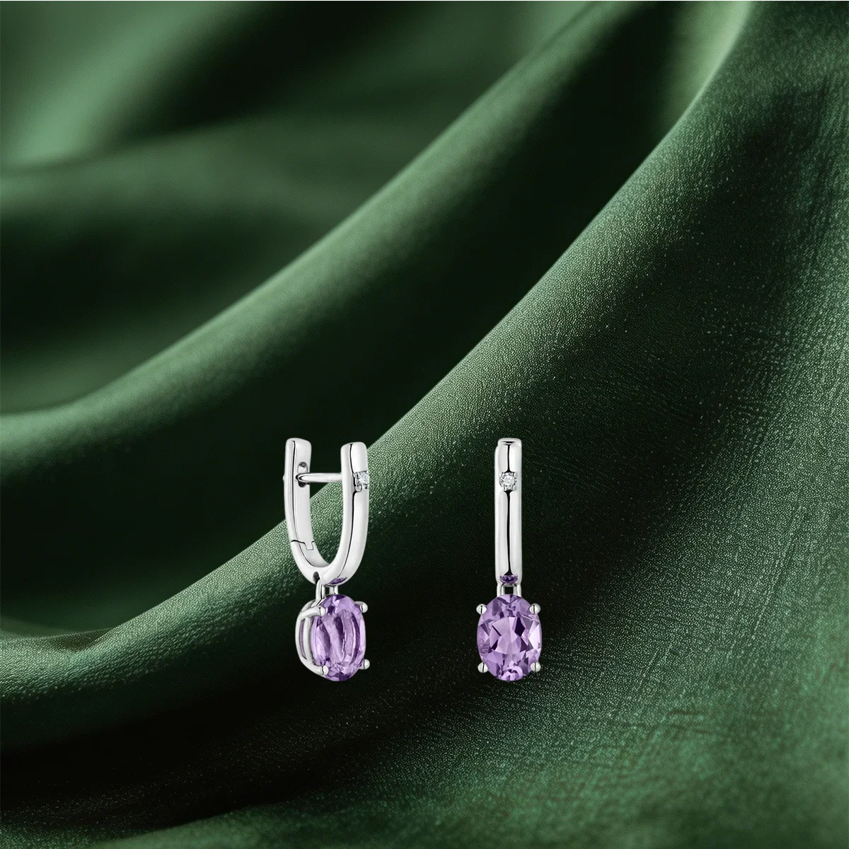 Luxury Multicolored Gemstone Drop Stud Earrings, Long Hollow Chain Heart Tiny Hoop Earrings, Glam Ear Jewelry for Banquet Look Sterling Silver Earrings