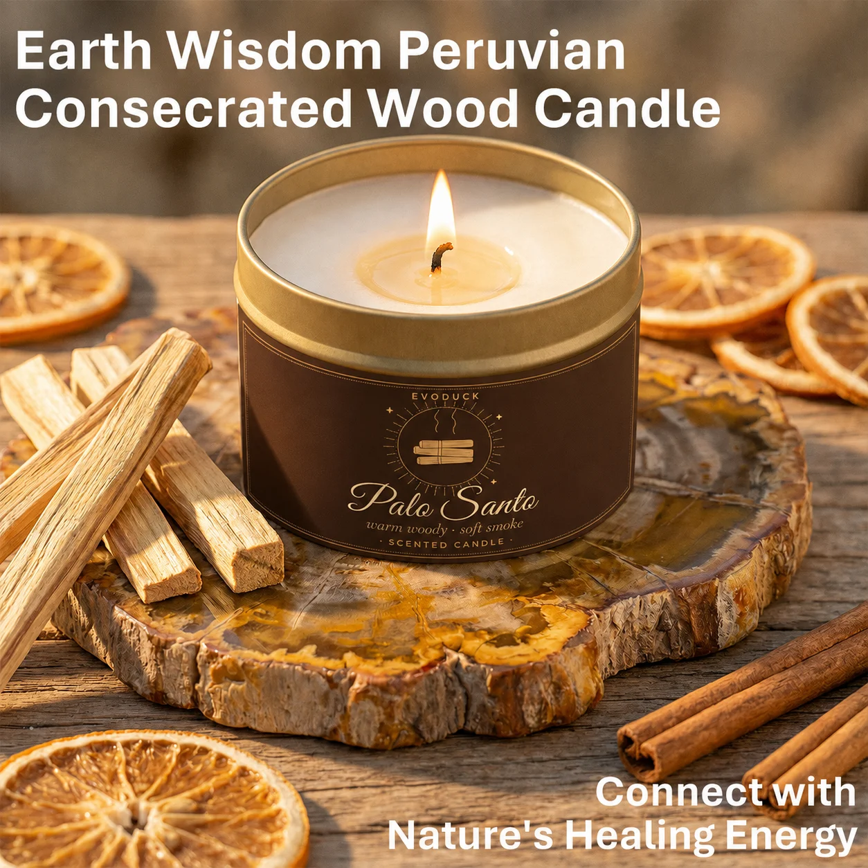 EVODUCK 4 Pack Aromatherapy Candle Set 2 Sage Smudge 2 Palo Santo Soy Wax Scented Candles in Gold Travel Tin 20H+ Burn Fresh Herbal & Warm Woody Smoke Fragrance for Meditation Yoga Spa Relaxation Home Ambience Housewarming Gift Bedroom Decor Candle