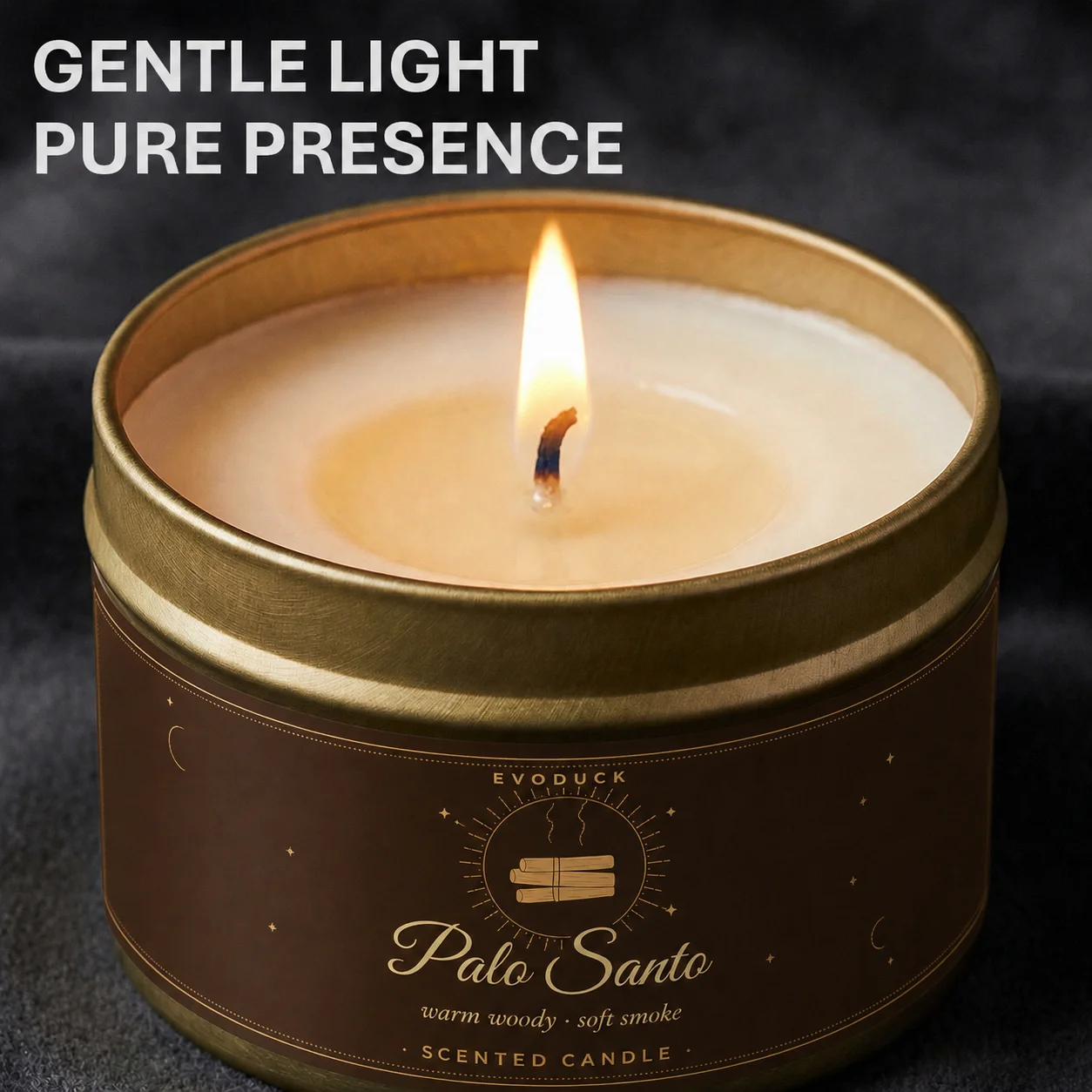 EVODUCK 4 Pack Aromatherapy Candle Set 2 Sage Smudge 2 Palo Santo Soy Wax Scented Candles in Gold Travel Tin 20H+ Burn Fresh Herbal & Warm Woody Smoke Fragrance for Meditation Yoga Spa Relaxation Home Ambience Housewarming Gift Bedroom Decor Candle