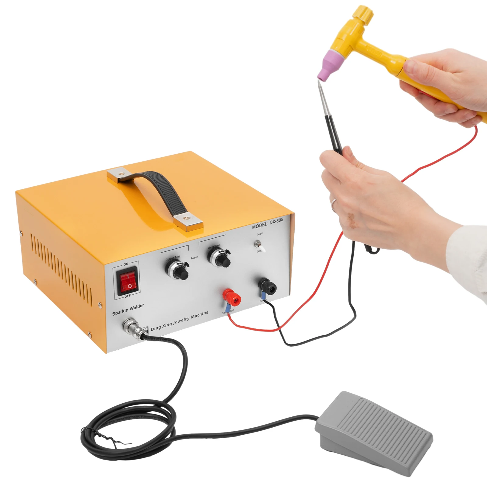 390W Jewelry Spot Welder Pulse Arc Welding Machine, Handheld Gold Silver Welder with Foot Pedal for Jewelry Repair, 1-80A Adjustable