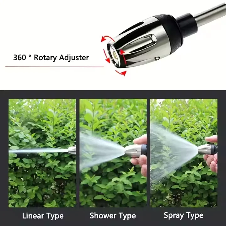 High‑Pressure Car Washing Water Gun with Long Handle Foam Kettle, Metal Joint Car Wash Sprayer Nozzle for RV External Cleaning Garden Water Hose Shower Watering